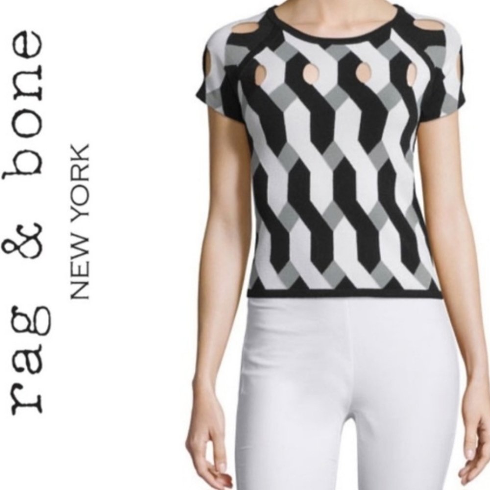 Rag & Bone Geometric Short Sleeve Top